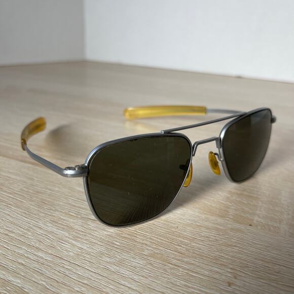 Vintage Randolph Engineering Mil-Spec 5 1/2 Sunglasses Matte Chrome READ 52-20 - Picture 1 of 13